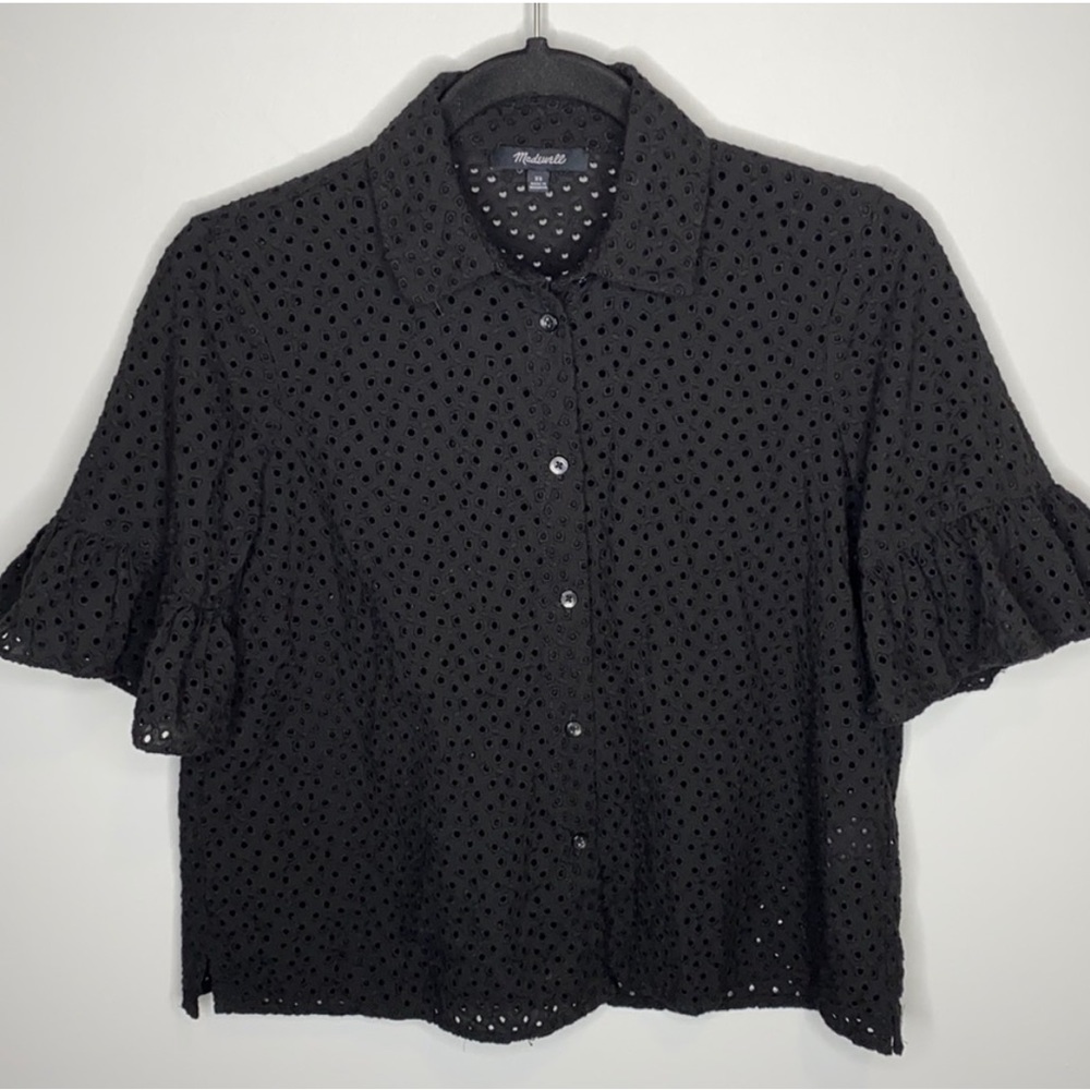 Madewell Black Eyelet Top